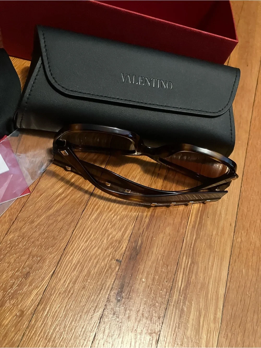 Valentino VA 4048 Women’s Havana Tortoise Full-Rim Sunglasses with Studs 53-19